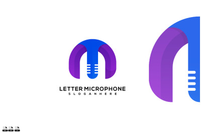 Letter m microphone logo design icon vector template