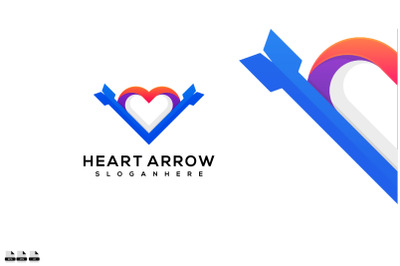 Heart arrow vector logo design template symbol