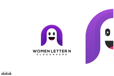 Women letter N logo design vector illustration