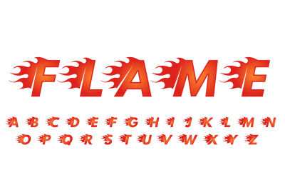 Flame font. Alphabet for fast speed cars race lettering&2C; hot heat bran