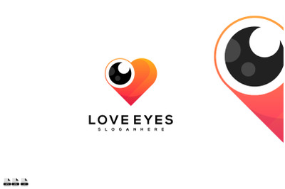 Love eyes icon vector logo design template symbol