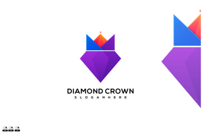 Diamond crown vector logo design illustration icon