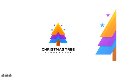 Christmas tree vector logo design icon template