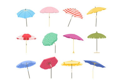 Cartoon beach umbrella. Sun protective outdoor large parasols with str