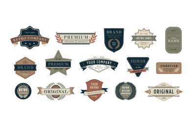 Retro badges. Old-fashioned label template for premium sticker or bann