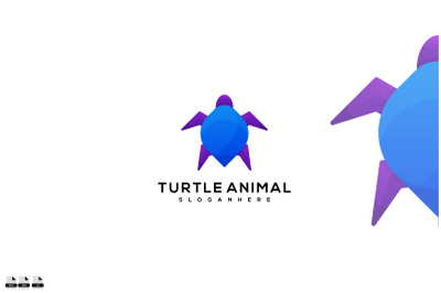 Turtle animal vector logo design template illustration