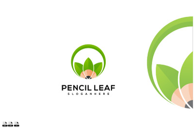 Pencil leaf vector logo design illustration