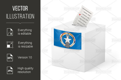 Ballot box with voting paper. Northern Mariana Islands