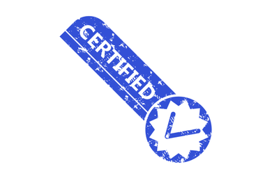 Certified product rubber stamp, checked and approved by company