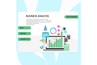 Business analysis landing page, chart and graphic