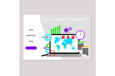 Global business management landing page, management company