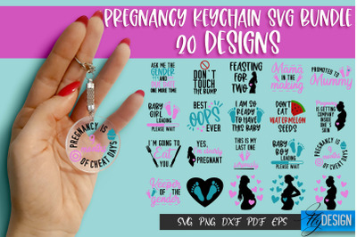 Pregnancy Keychain SVG Bundle | Pregnant Woman Quotes SVG Design | Fun