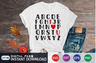 Alphabet I Love You T-Shirt SVG