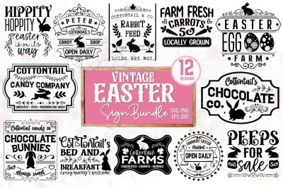 Vintage Easter Sign SVG Bundle