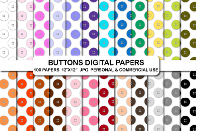 100 Buttons digital papers Button Pattern Planner Papers Set