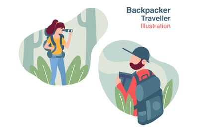 Backpack Traveller Illustration