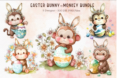 Easter Bunny Monkey Cliparts Bundle
