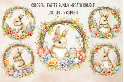 Colorful Easter Bunny Wreath Bundle