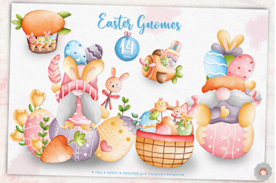 Watercolor Easter Gnome Clipart | Scandinavian Gnome