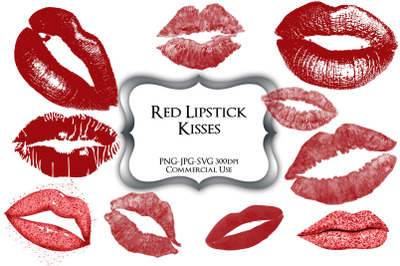 Red Lipstick Kisses PNG/JPG/SVG Clipart Graphics