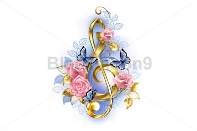 Musical Key with Pink Roses