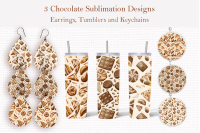 Watercolor chocolate sublimation designs bundle