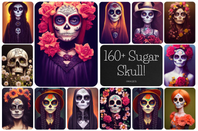 160+ High-Resolution, Vibrant Sugar Skull Images - Perfect for Day of