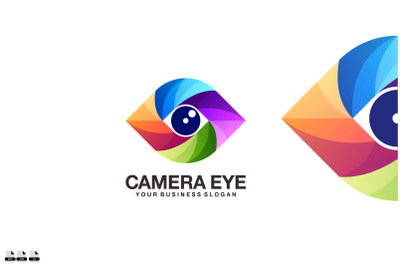 Gradient camera eye vector design template logo