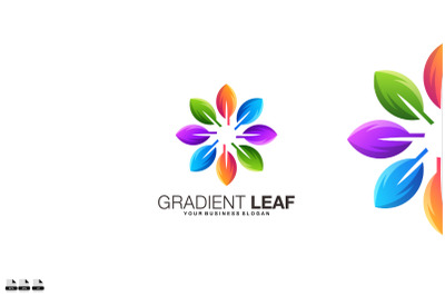 Gradient leaf vector logo design illustration