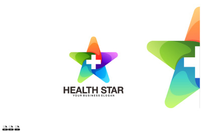 Gradient health star vector logo design