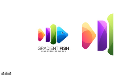Gradient fish vector logo design illustration icon