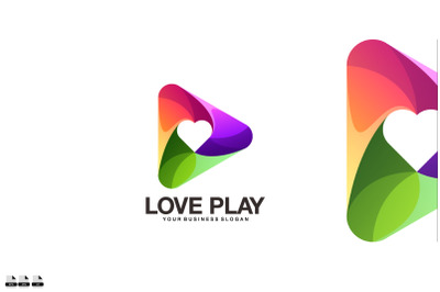 Gradient love play vector logo design illustration