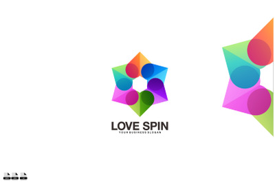 Gradient Love spin vector design template logo icon