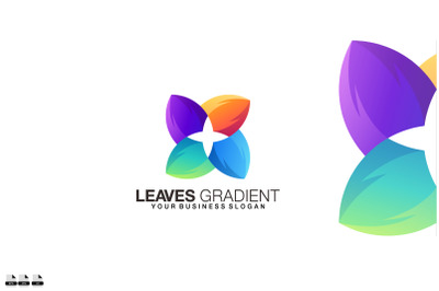 Gradient leaves vector logo design illustration