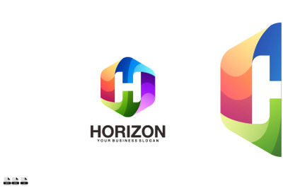 Gradient horizon vector logo design illustration