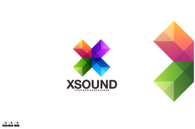 Gradient x sound vector logo design illustration