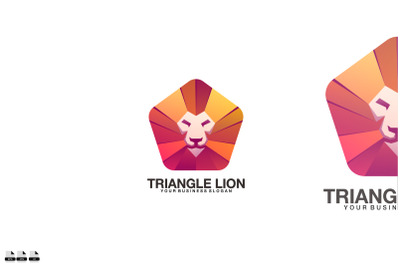 Triangle lion vector logo design illustration icon