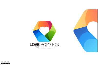 Gradient love polygon vector logo design illustration