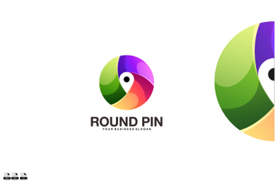 Gradient round pin logo design vector template