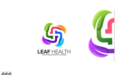 Gradient leaf health vector design logo template