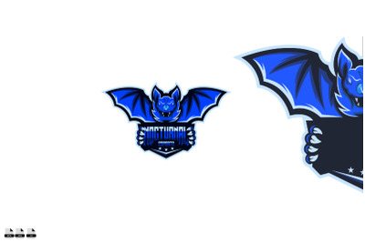 Blue dragon vector logo design illustration