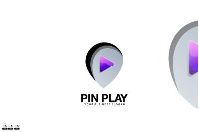 Pin play vector logo design illustration icon