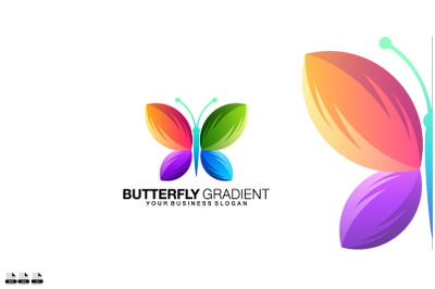 Butterfly gradient vector logo design template