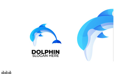 gradient color dolphin design logo vector