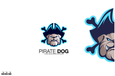 Pirate dog vector logo design template icon