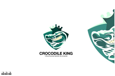 Crocodile king vector logo design illustration