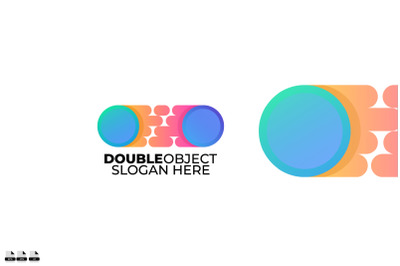 Gradient double object vector logo design illustration