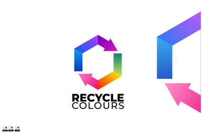 recyle logo colorful design template