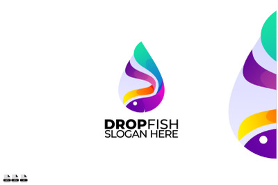 drop fish design logo icon colorful icon