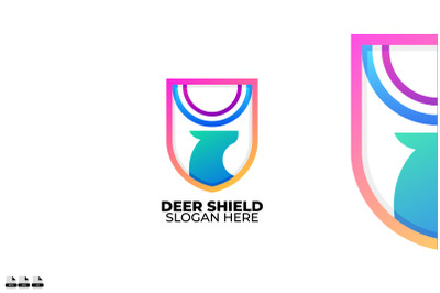 deer shield design logo illustration colorful